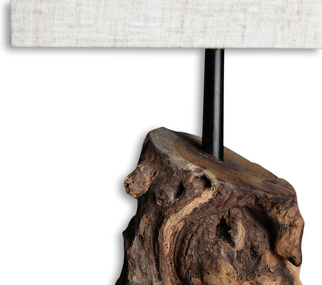 Lampe Tischlampe aus Holz Holzlampe Tischleuchte Treibholz 45cm beige