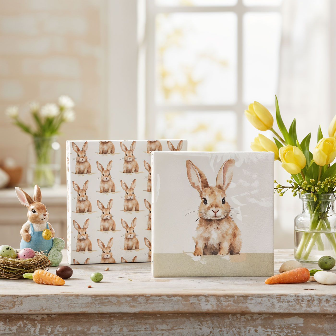 Servietten Ostern 40 Stück Hase Osterhase Osterdeko Papiertücher Set Tischdeko