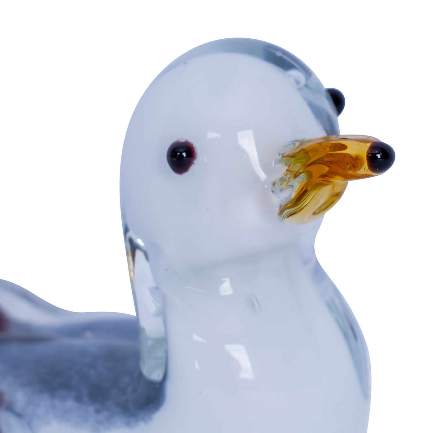 Designer Skulptur Möwe H8cm Glas Glasdeko Weiß Blau Deko Maritim Unikat Geschenk