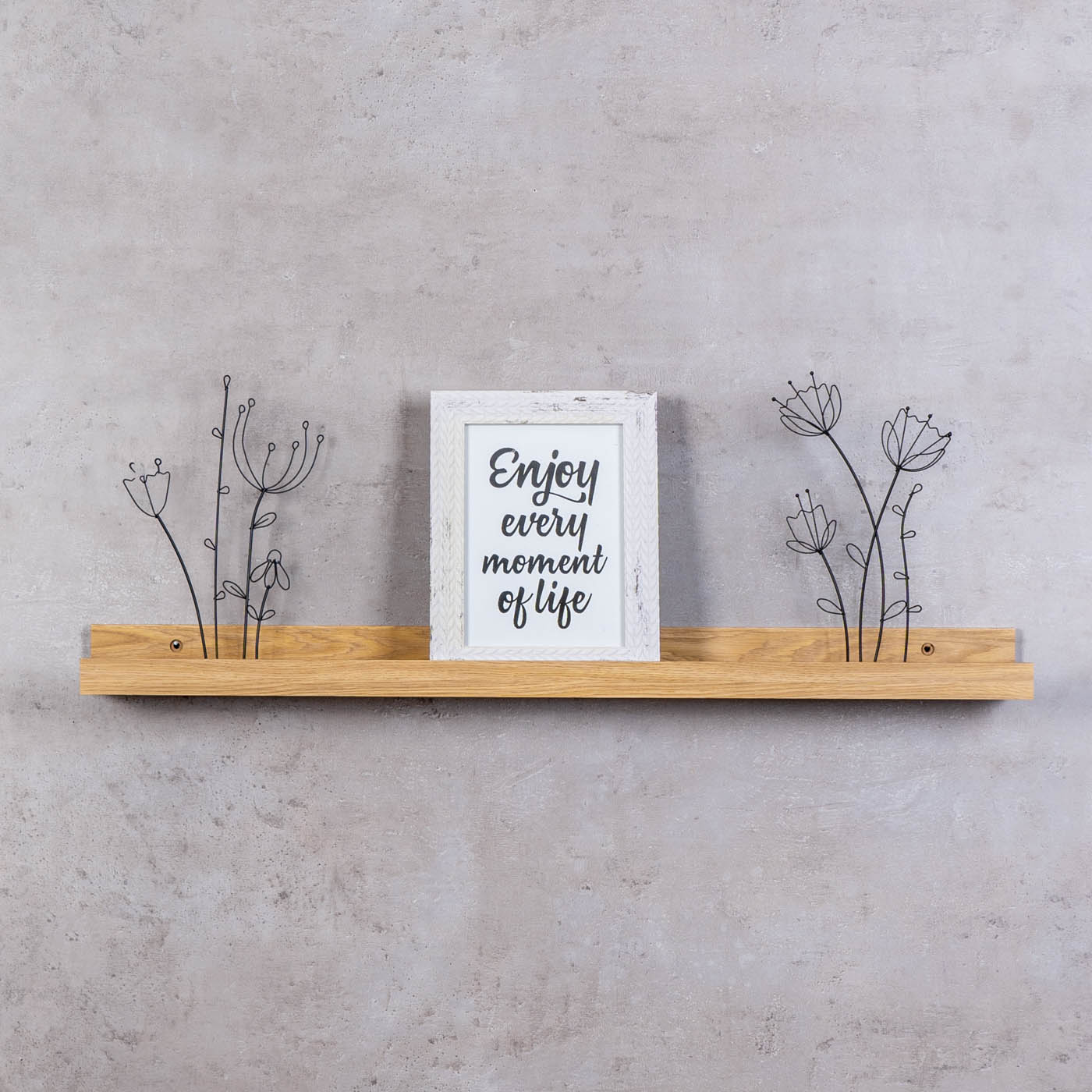 Bilderleiste Eiche Braun L70cm MDF Holz Wandregal Schmal Wanddeko Hängeregal