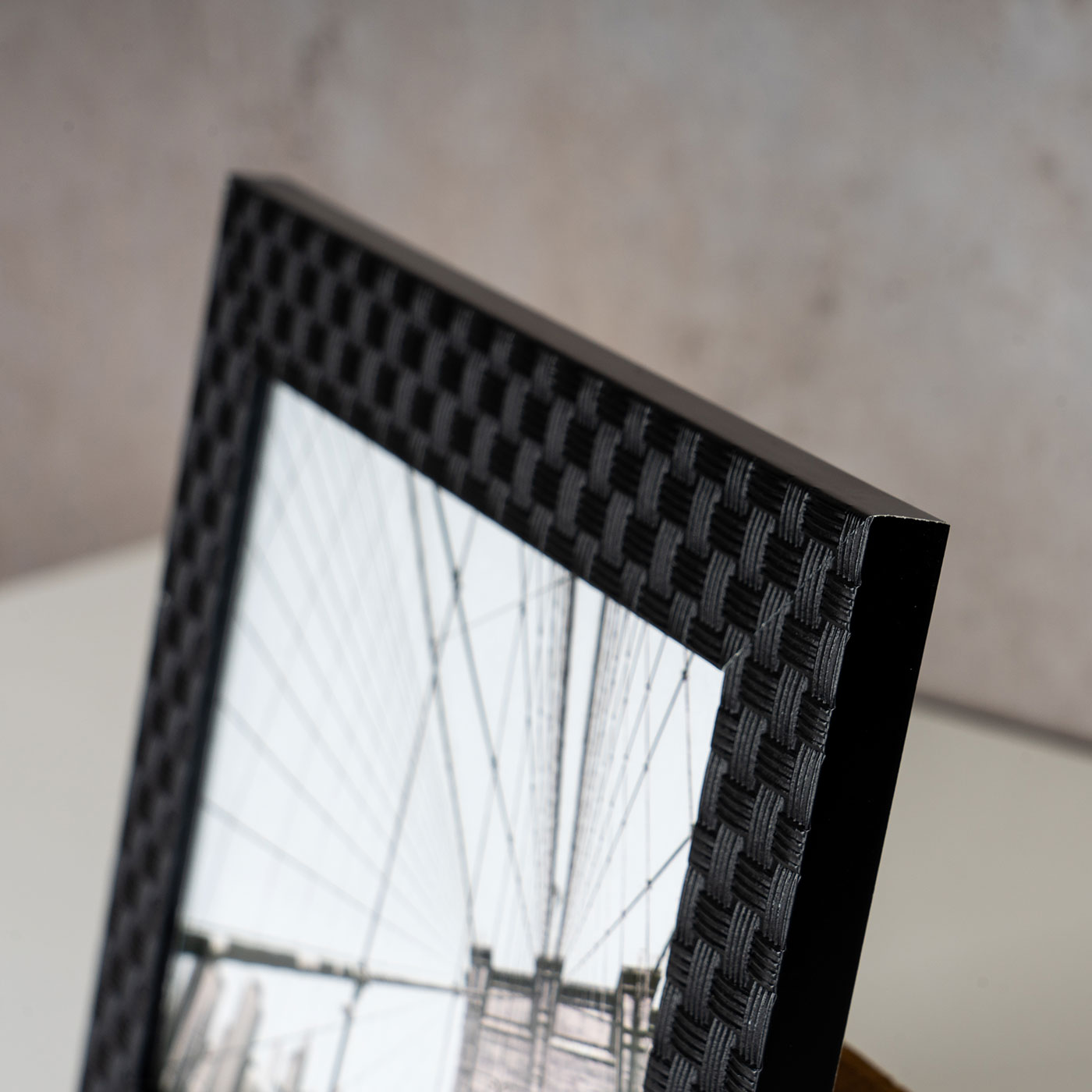 levandeo 2er Set Bilderrahmen Schwarz 10x15cm Fotorahmen Rattan Optik Glas Deko