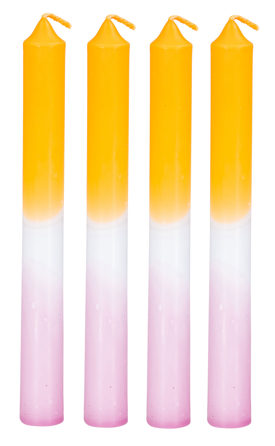 4er Set Stabkerzen H20cm Orange Weiß Rosa Farbverlauf Dip Dye Kerzen Tischdeko