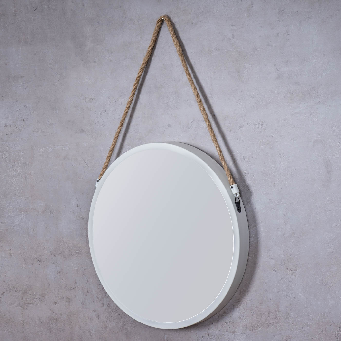 Spiegel 40cm Rund Weiß Metall Jute Wandspiegel Flurspiegel Wanddeko Deko