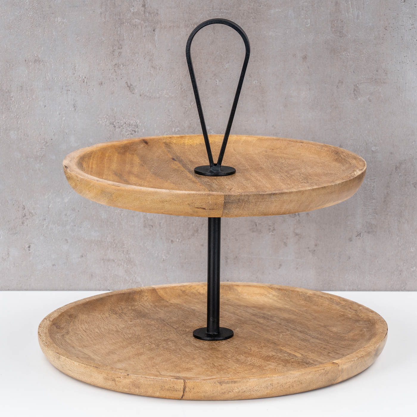 Etagere 2 Etagen H35cm Mango Holz Schwarz Natur Servierplatte Kuchenständer Deko