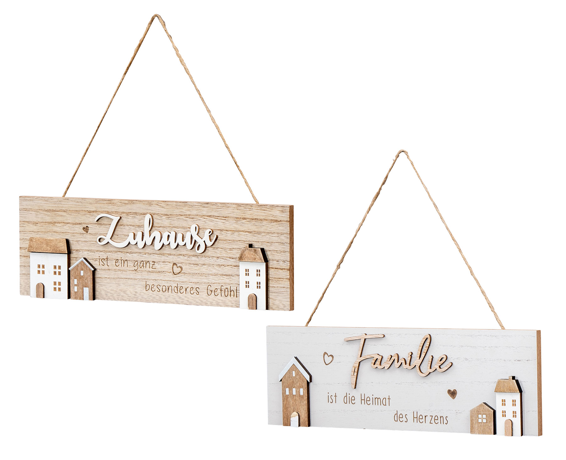 2er Set Wandschild Familie Zuhause L30cm Holz Natur Türschild Wandbild Wanddeko