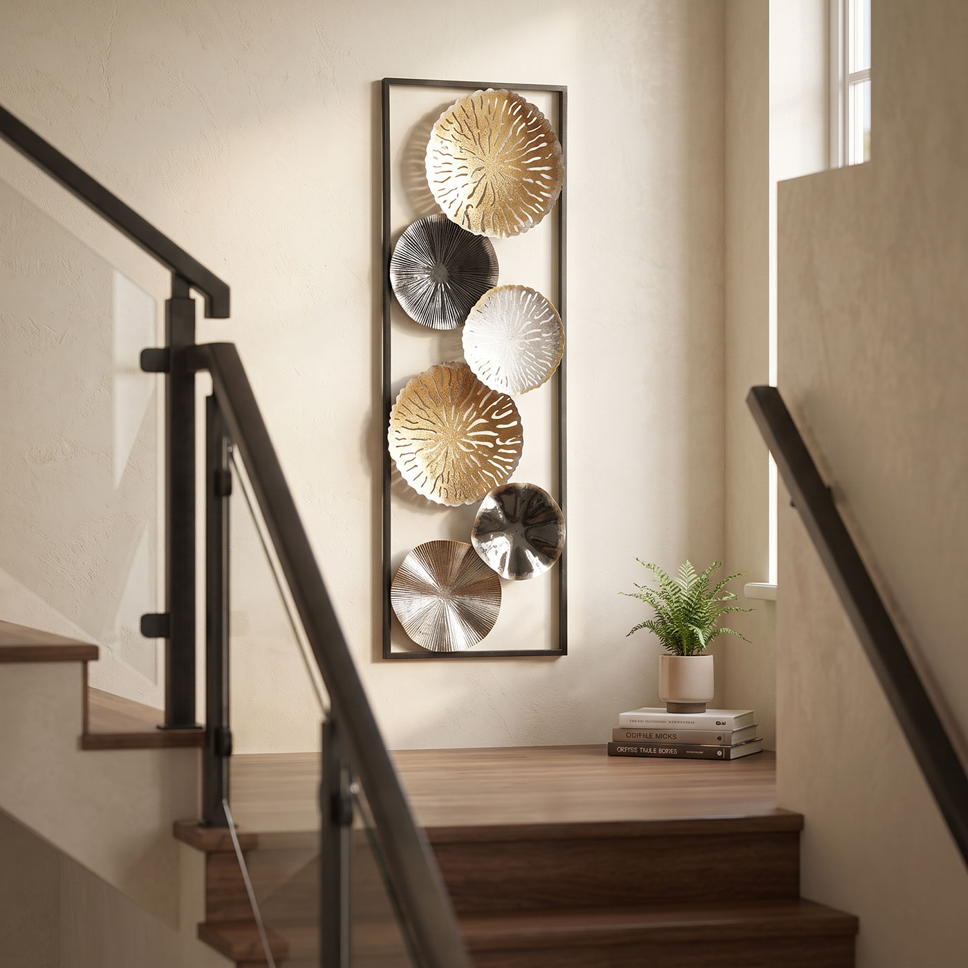 3D Metall Wandbild Ringe 30x90cm Gold Silber Kupfer Wanddeko Industrial Design
