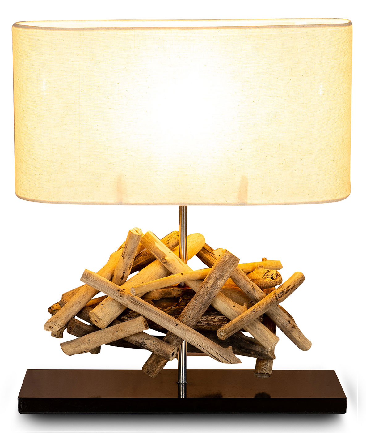 Tischlampe Höhe 42cm Treibholz Tischleuchte Holz Lampe Teakholz Deko Tischdeko