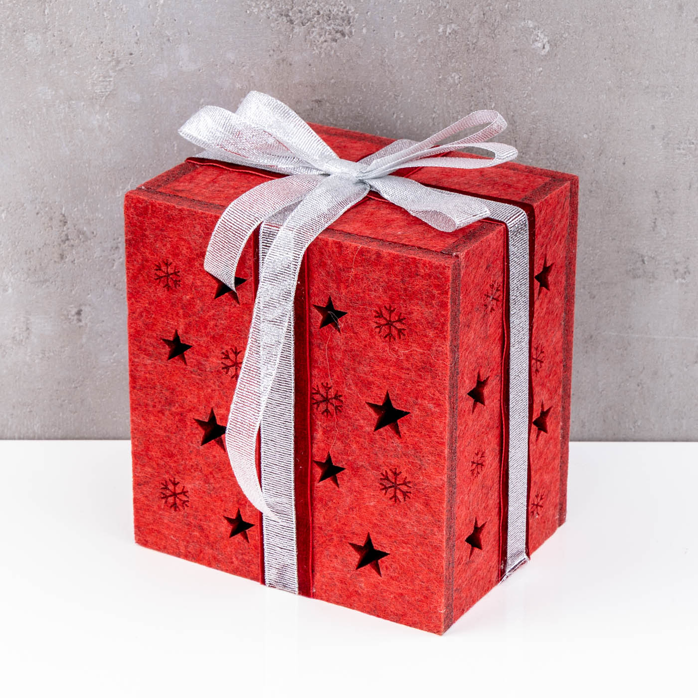 LED Geschenkbox Rot Filz Weihnachtsdeko Deko Sterne Geschenk Weihnachten