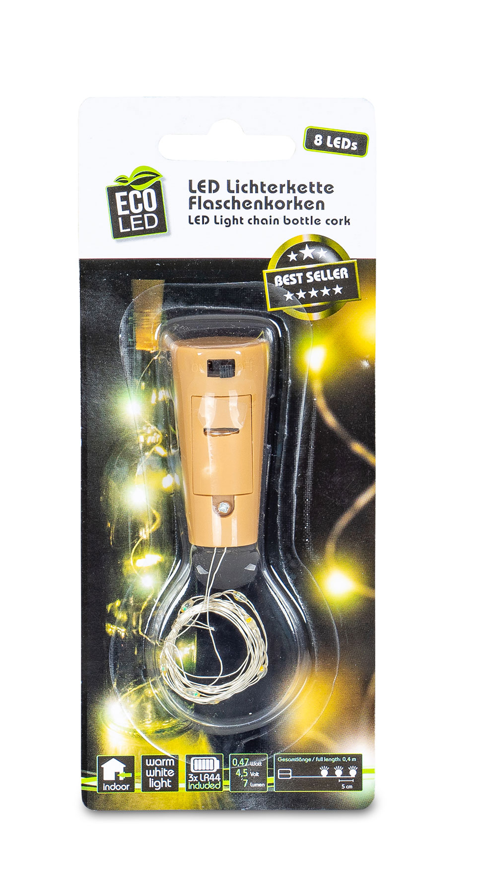 Lichterkette Flaschenkorken 8 LED Flaschenlicht Korkenlicht Partydeko Licht