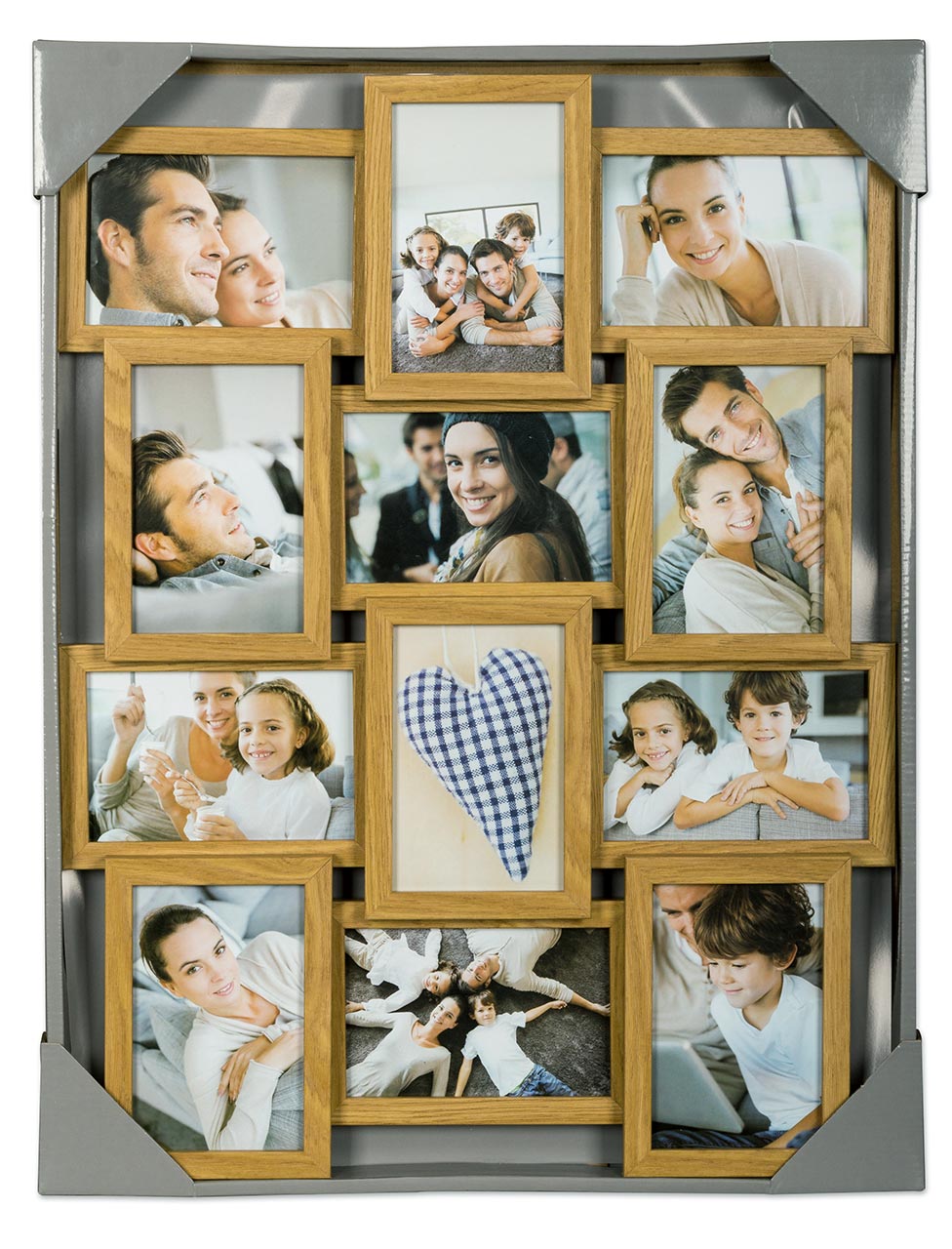 levandeo Bilderrahmen Collage 45x58cm 12 Fotos 10x15 Eiche MDF Holz Glasscheiben