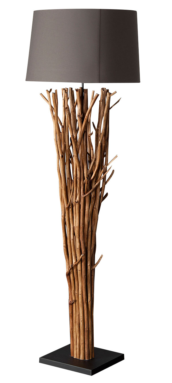 Lampe Stehlampe 175cm Holz Natur Grau Braun Holzlampe Unikat Treibholz Leuchte