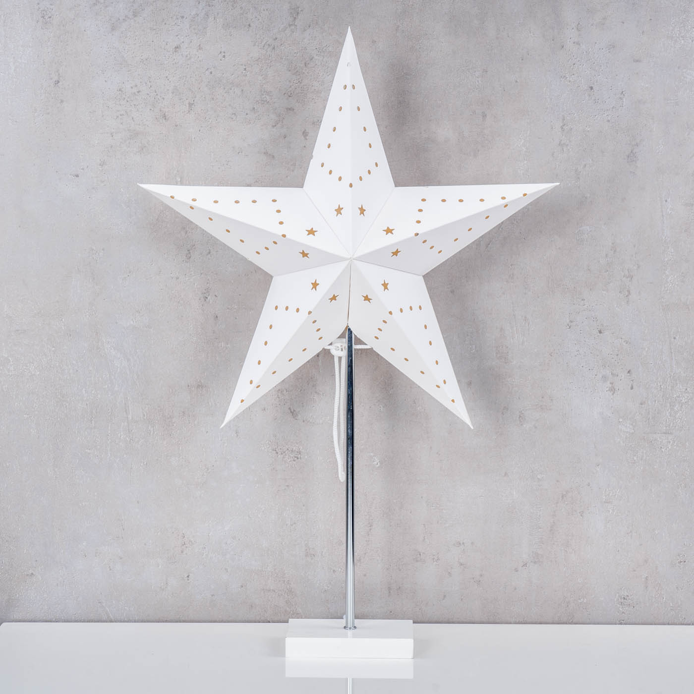 LED Stern Weiß H60cm mit Standfuß Weihnachten Leuchtstern Tischdeko Weihnachtsdeko