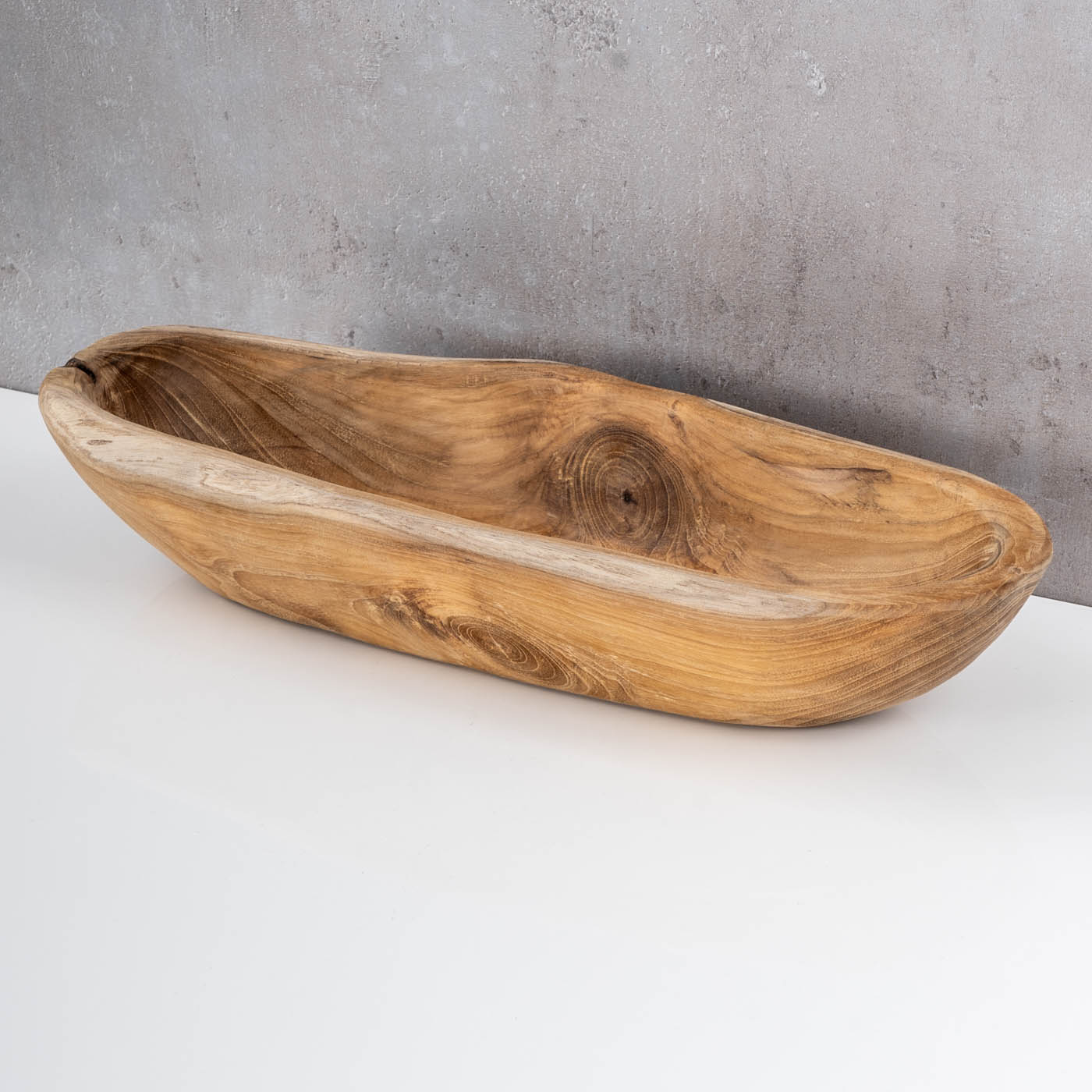 Teakholz Schale ca. L39cm Massiv Holz Obstschale Schüssel Holzschale Dekoschale