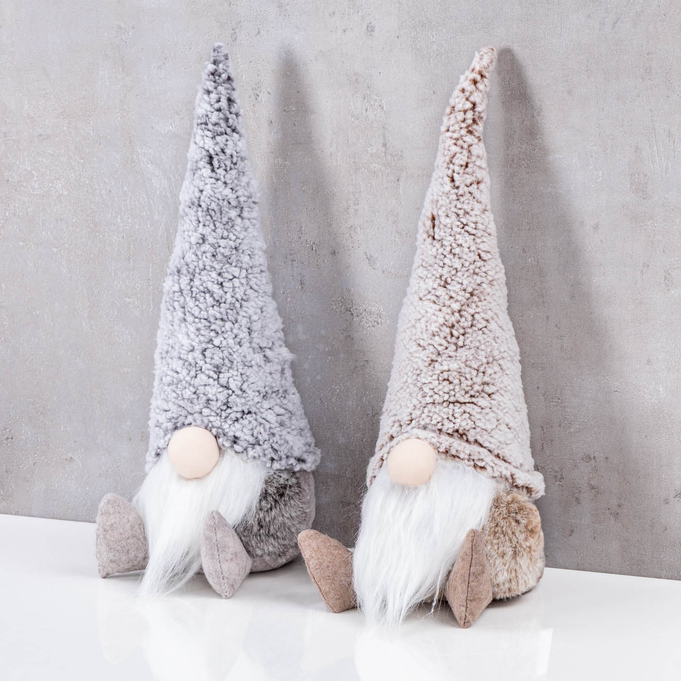 2er Set Wichtel Deko Figuren H40cm Grau Braun Weihnachten Zwerg Weihnachtsdeko