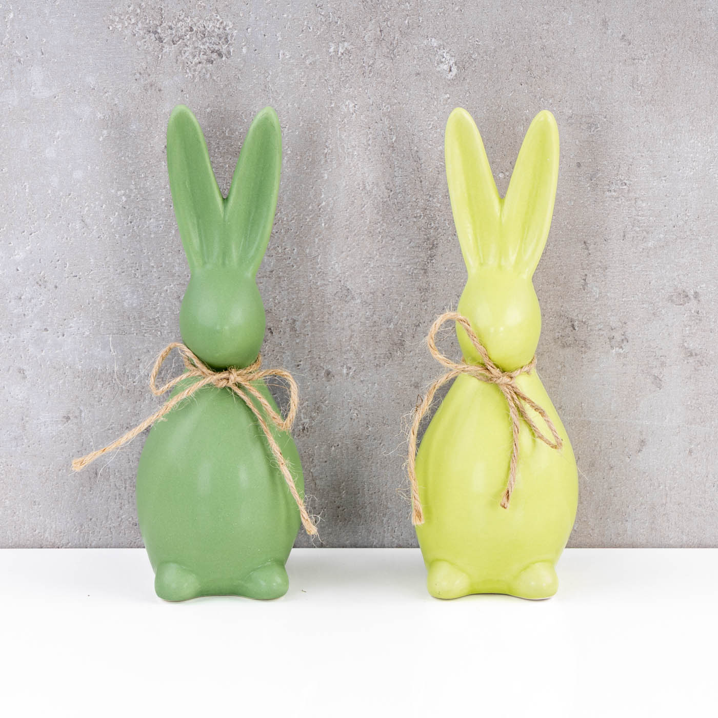 2er Set Deko Aufsteller Hase Grün Steingut Ostern Osterdeko Tischdeko Frühling