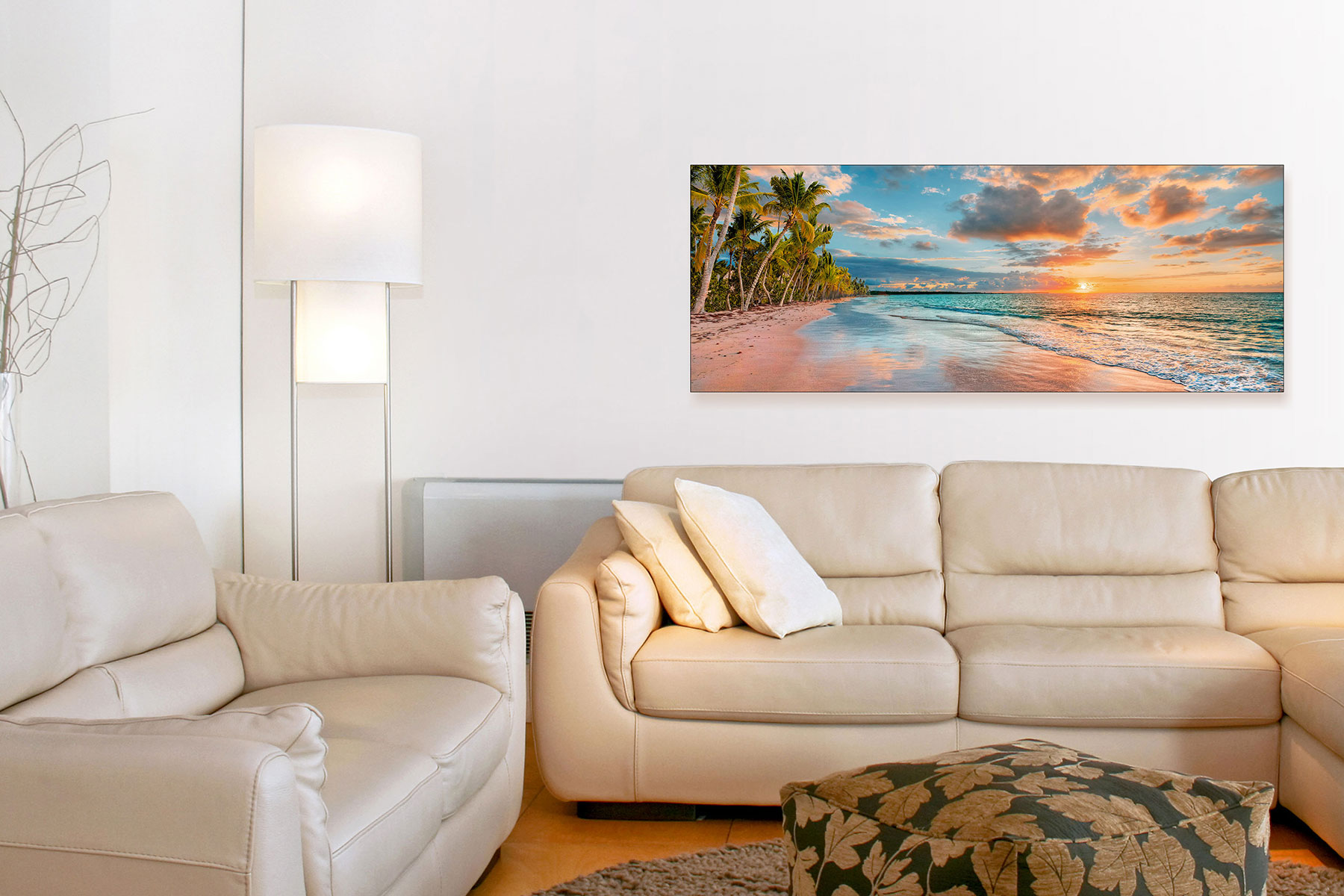 Glasbild 80x30cm Wandbild Glas Beach Hawaii Strand Meer Urlaub Deko Wanddeko