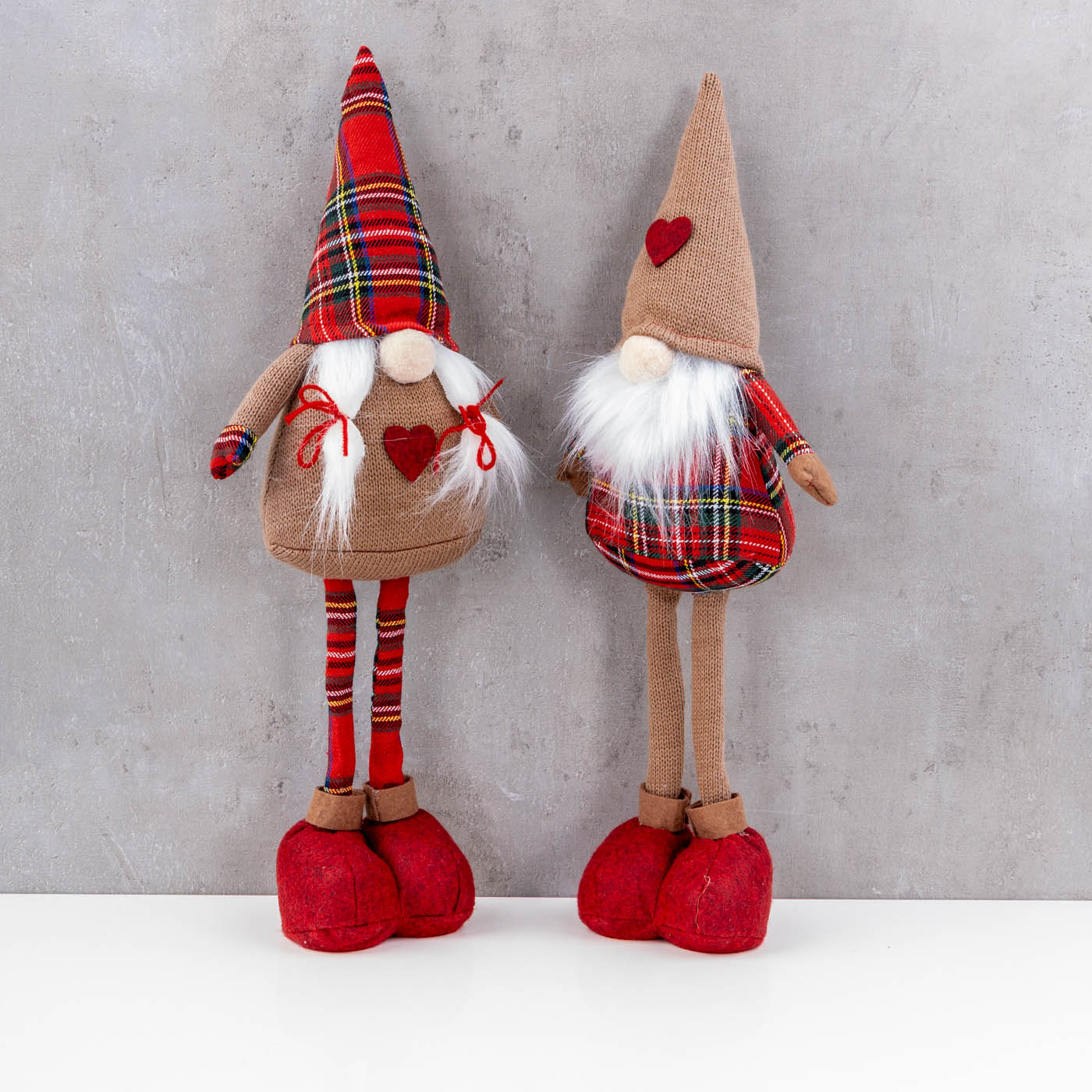 2er Set Weihnachtswichtel H45cm Deko Figuren Rot Braun Weihnachtsdeko Zwerg