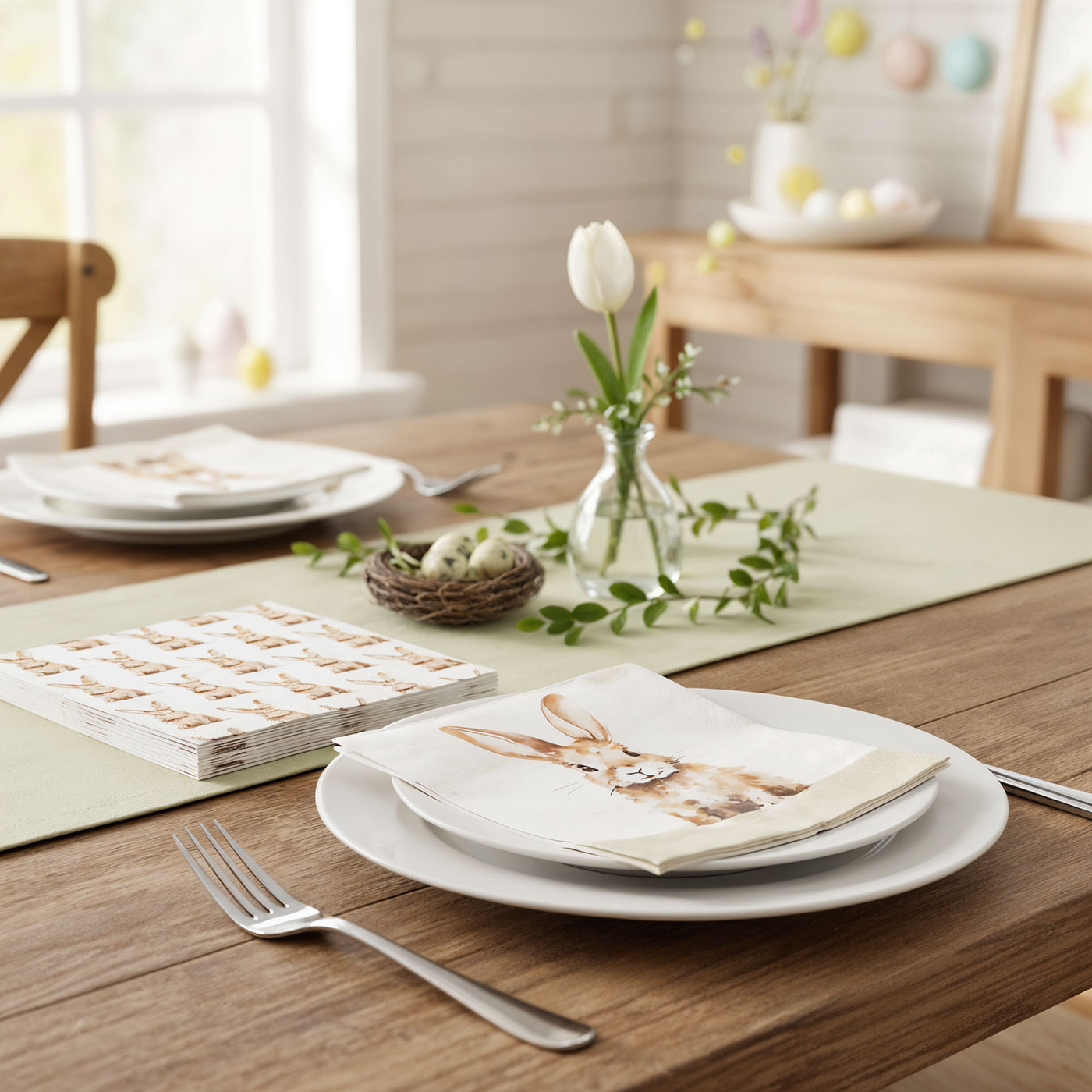 Servietten Ostern 40 Stück Hase Osterhase Osterdeko Papiertücher Set Tischdeko