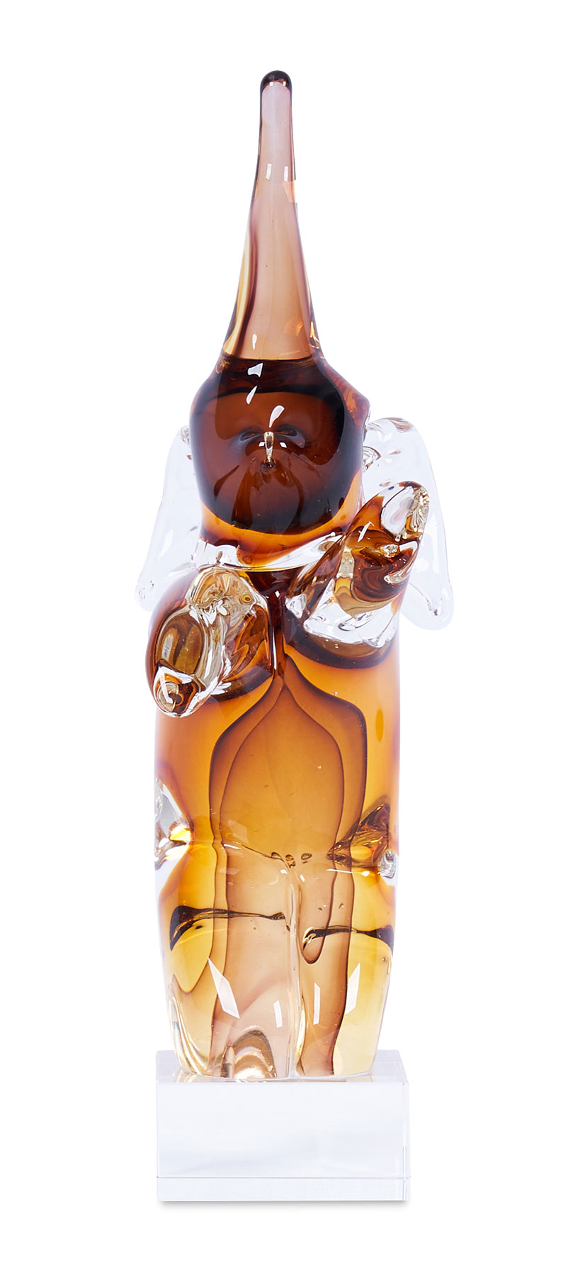 Designer Skulptur Elefant H36cm Glas Glasdeko Rot Orange Deko Unikat Geschenk