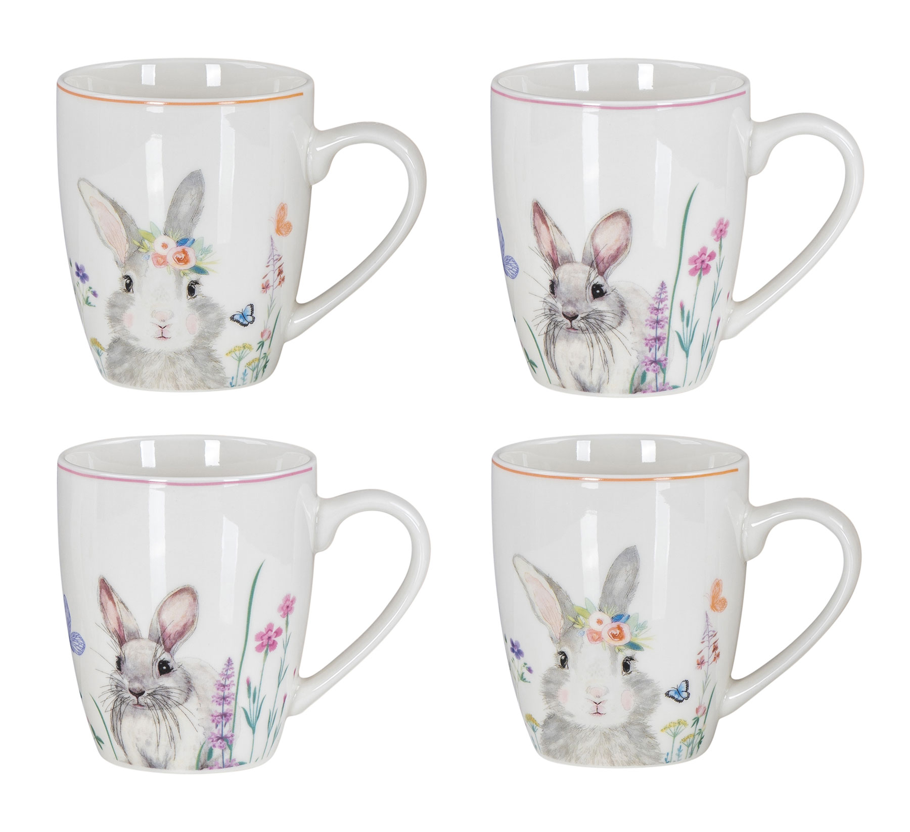4er Set Osterbecher Osterhase Kaffeetasse Ostern Porzellan 300ml Kaffeepott Tasse