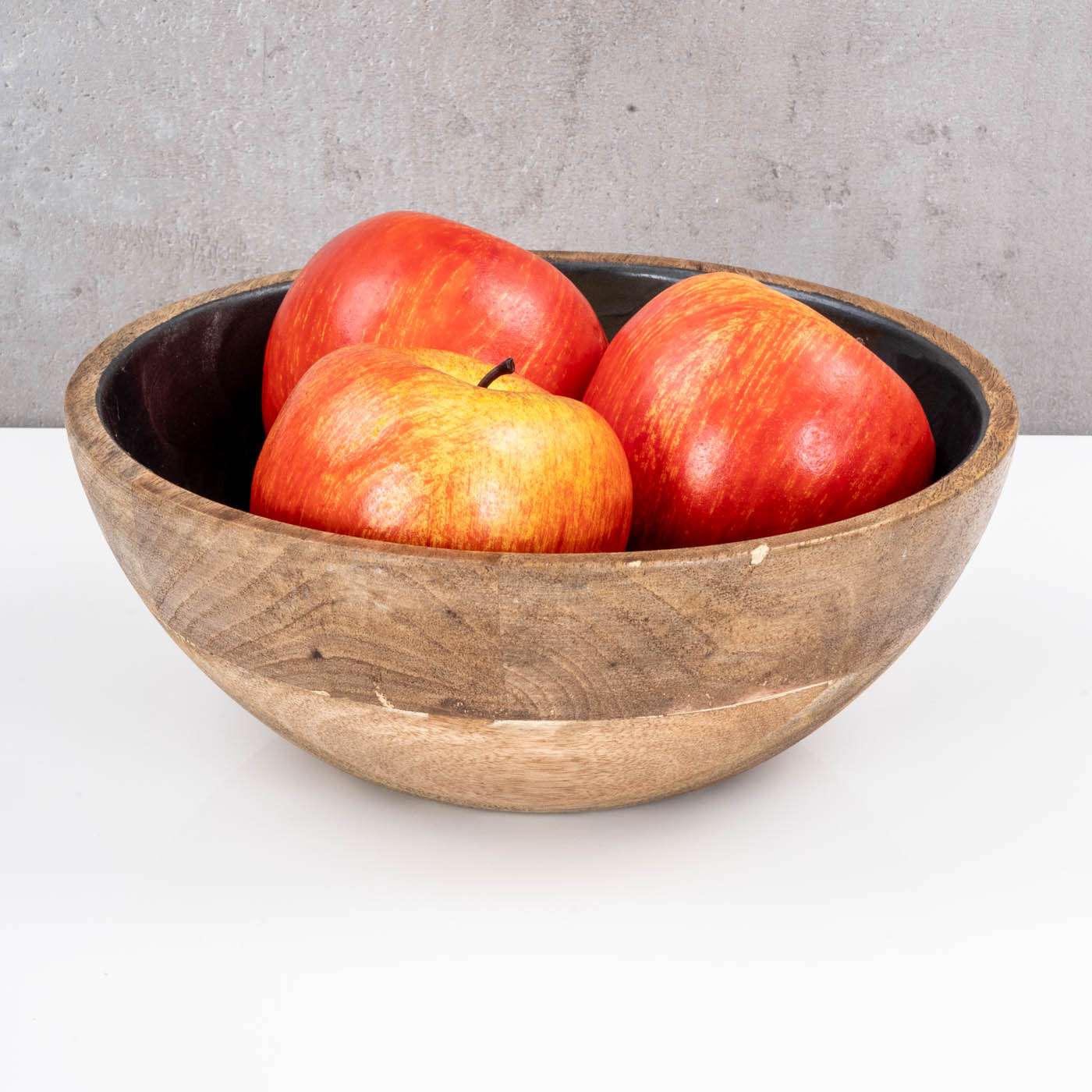 Schüssel 21cm Mango Holz Grau Perlmutt Emaille Schale Bowl Salatschüssel Deko