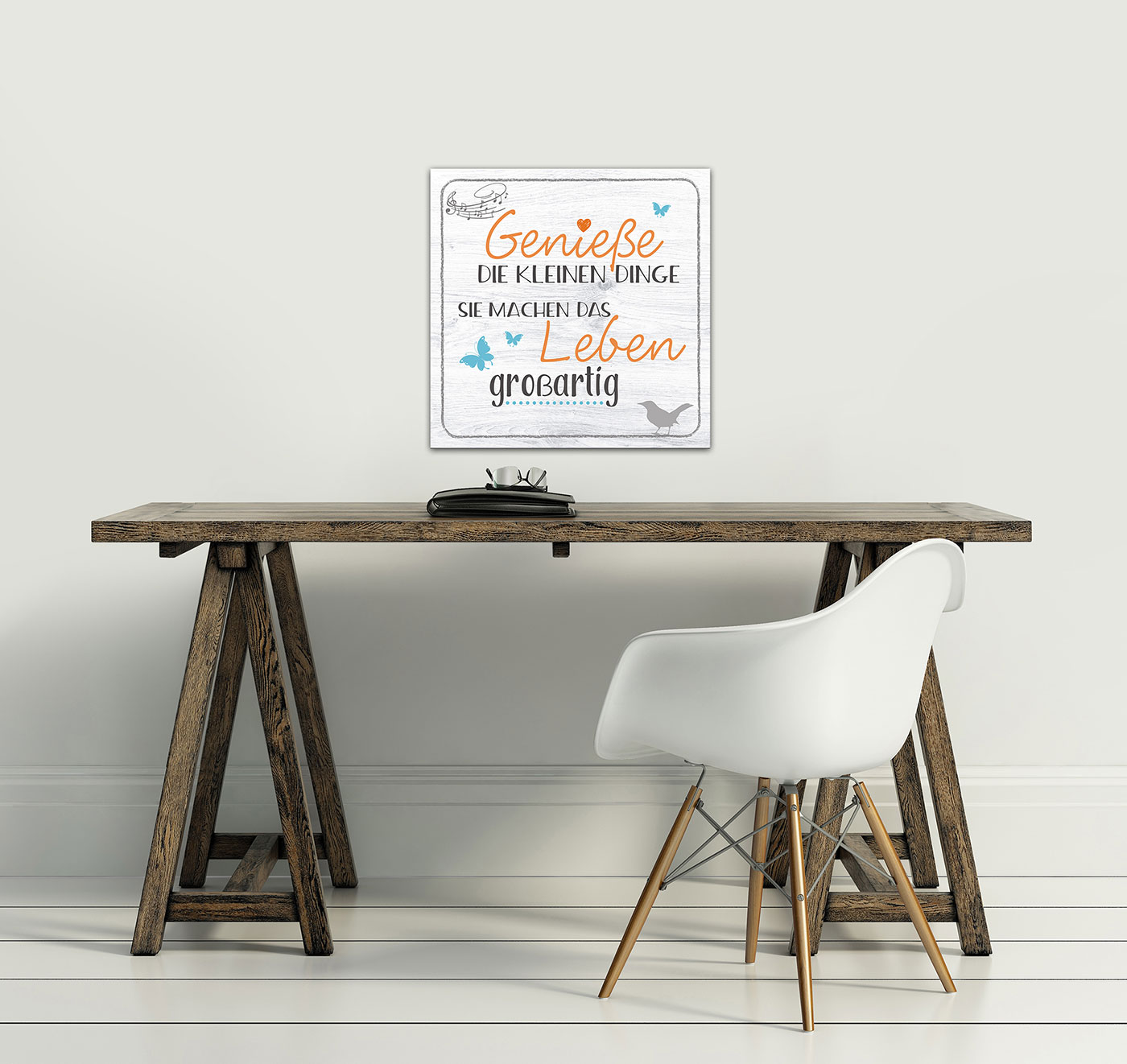 Wandbild 20x20cm Genieße die kleinen Dinge Spruch Deko Wandschild Bild Wanddeko