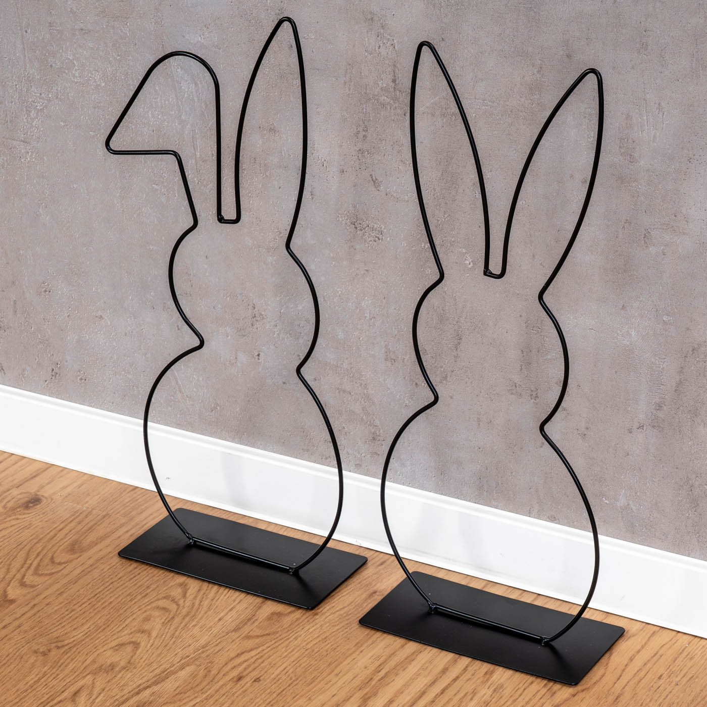 2er Set Hase Aufsteller Metall H50cm Schwarz Osterdeko Tischdeko Frühlingsdeko