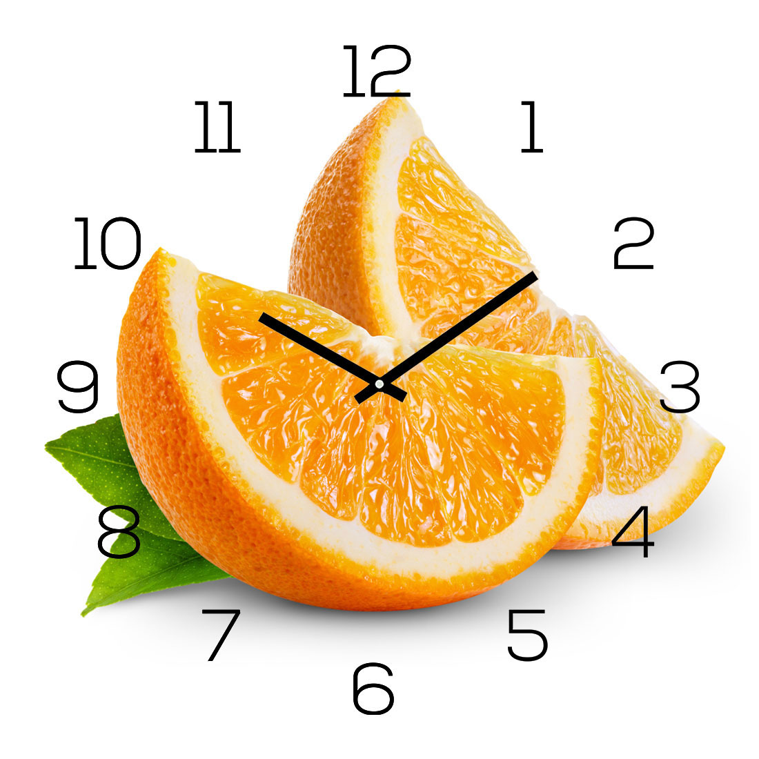 levandeo Wanduhr Glas 30x30cm Glasuhr Uhr Glasbild Frucht Küchenuhr Orange Deko
