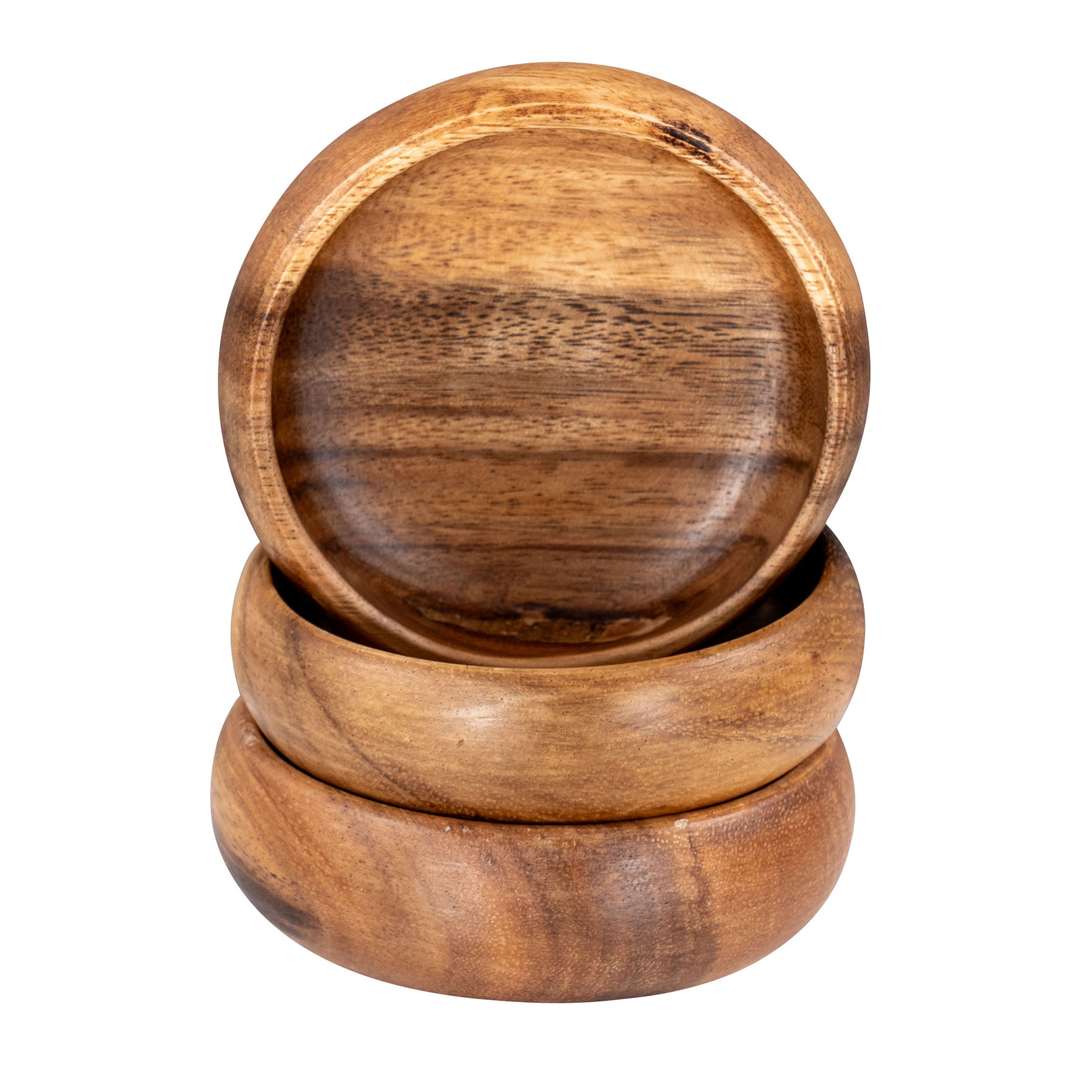 3er Set Snackschale Holz Akazie Ø10cm Design Dip Schale Obstschale Dekoschale