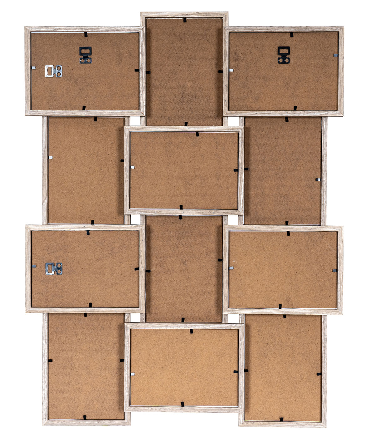 levandeo Bilderrahmen Collage 51x68cm 12 Fotos 13x18 Eiche gekälkt MDF Holz Glas