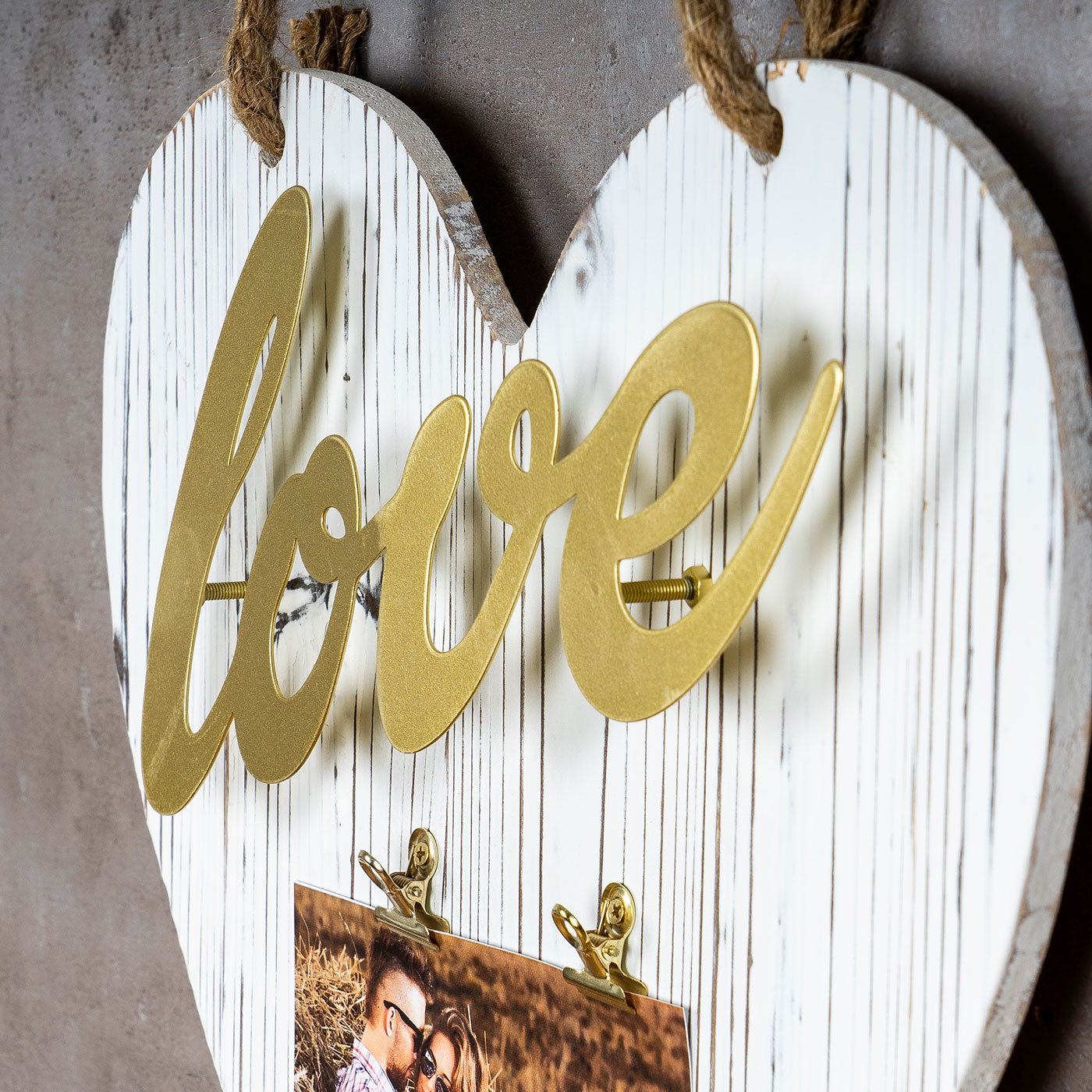 Bilderrahmen Schriftzug 10x15 Klammern Herz Love Vintage Shabby Chic Fotorahmen