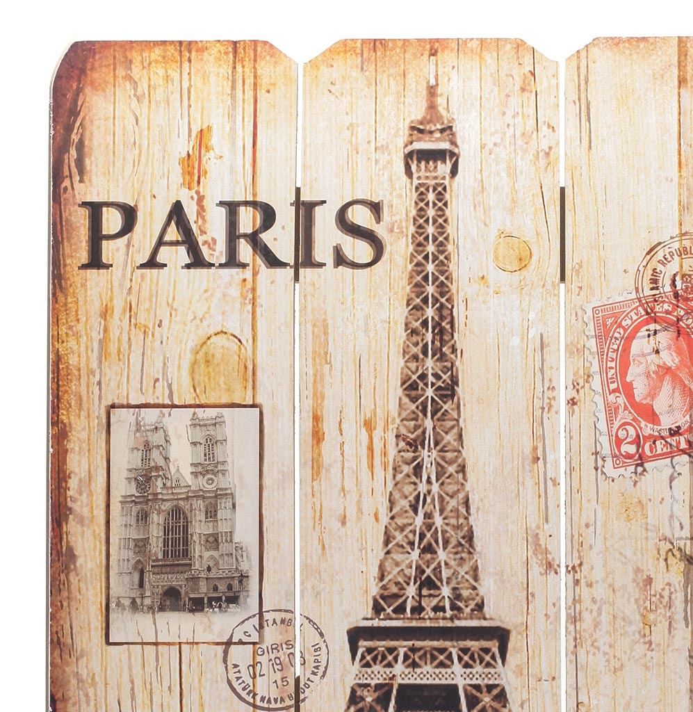 Holz-Schild Wandschild Paris France Schild Wandbild Eiffelturm Vintage