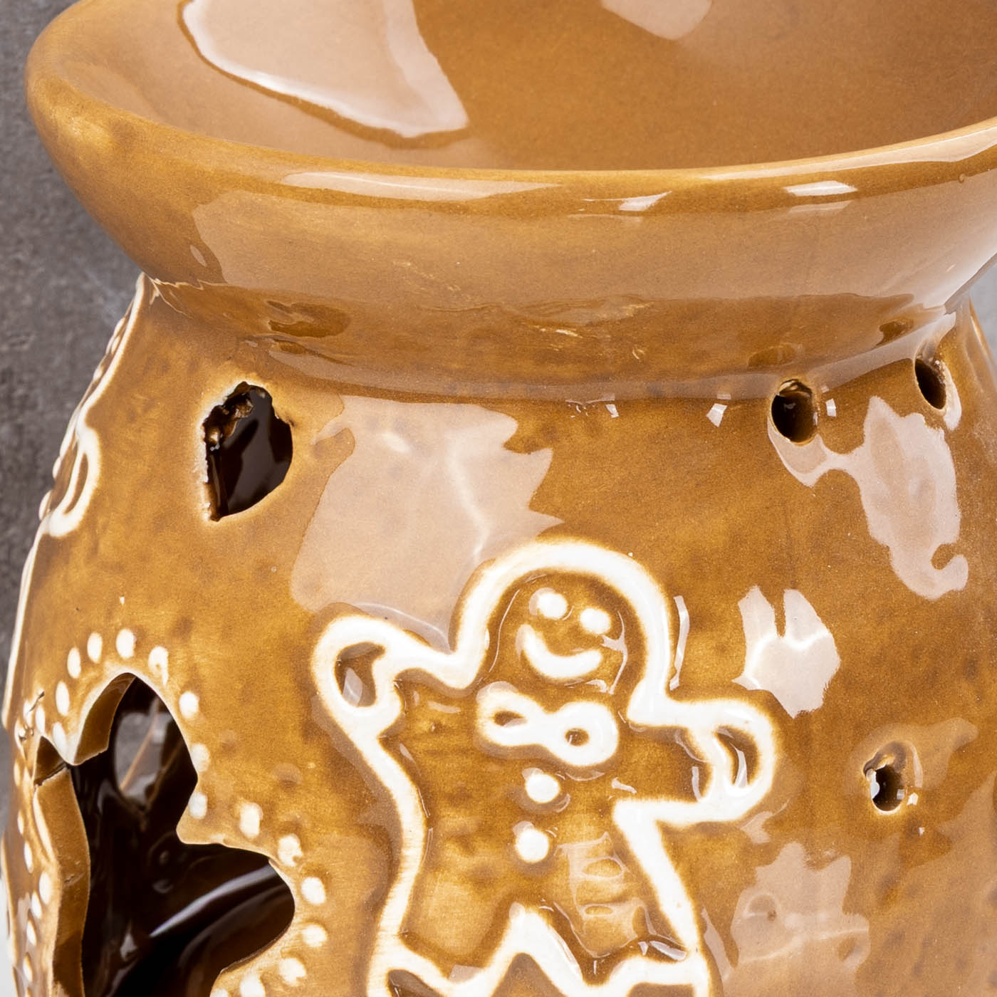 Duftlampe Lebkuchen H11cm Keramik Braun Weiß Aromalampe Weihnachten Tischdeko