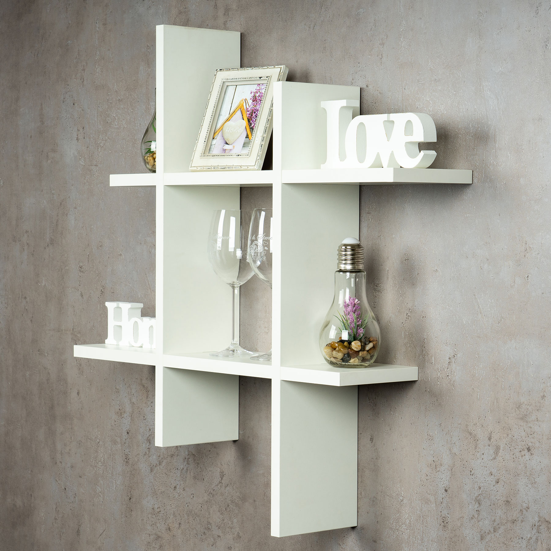 levandeo Hashtag Regal 75x75cm Wandregal Holz Weiß Bücherregal Hängeregal Deko