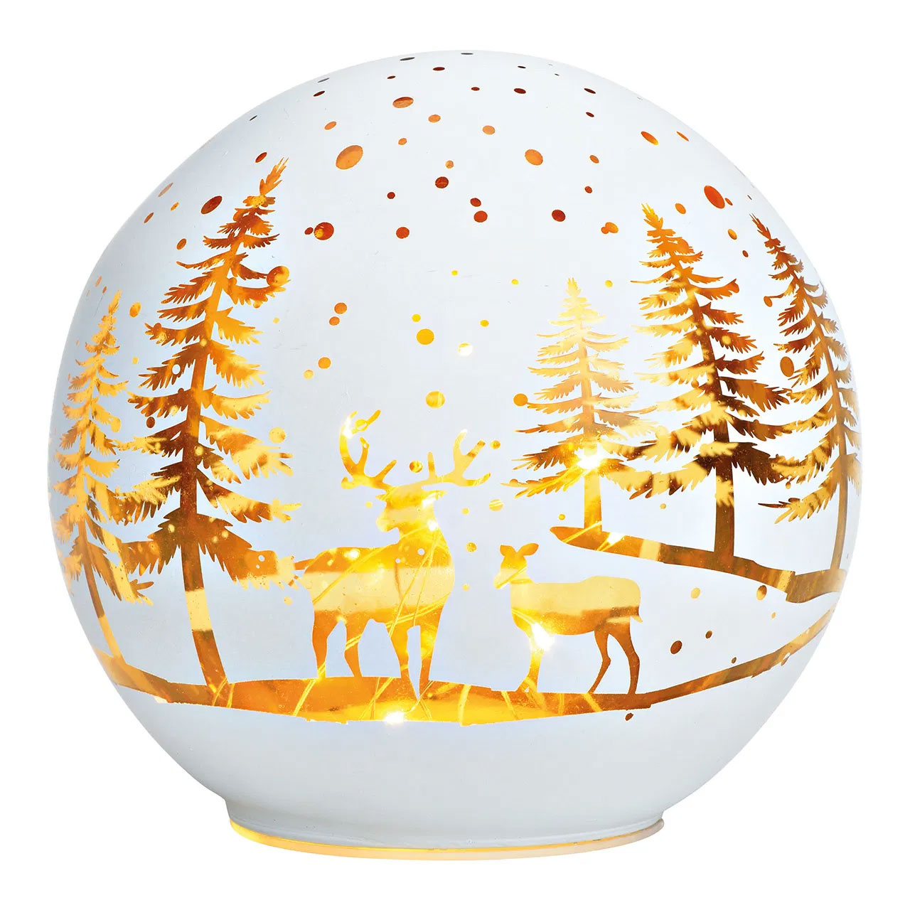LED Deko Kugel 15cm Weiß Glas Weihnachtsdeko Winterland Tischdeko Dekoleuchte