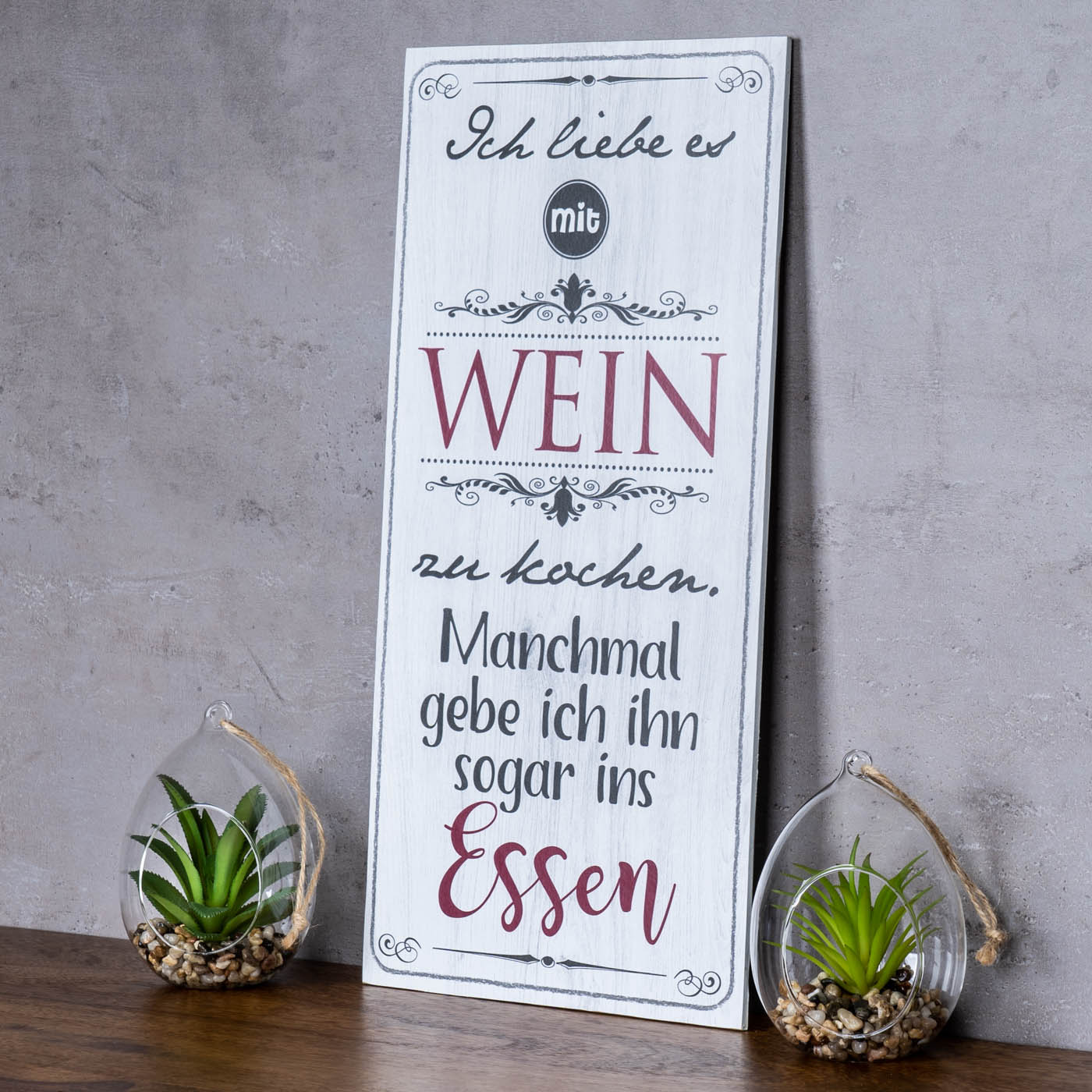 Wandbild 20x40cm Küchendeko Küche Wein Spruch Deko Wandschild Bild Wanddeko