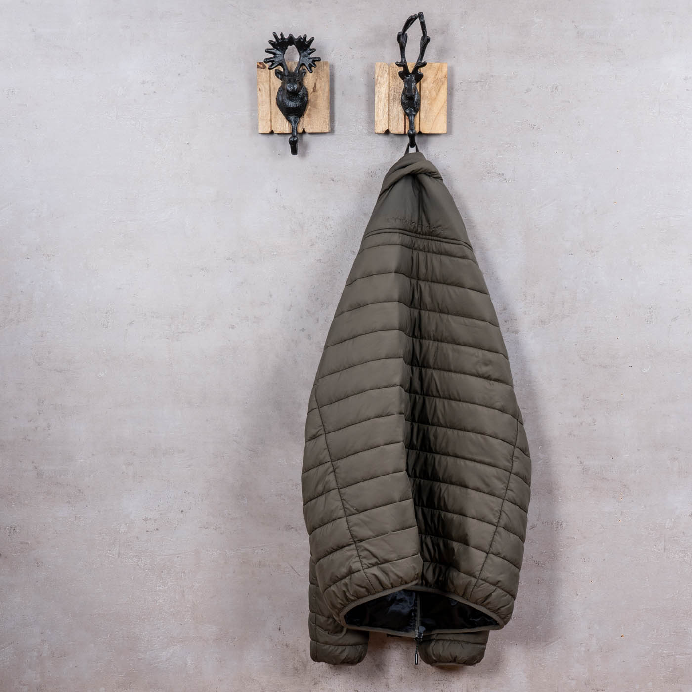 2er Set Kleiderhaken Hirsch Natur Schwarz Garderobe Deko Wandhaken Wandgarderobe