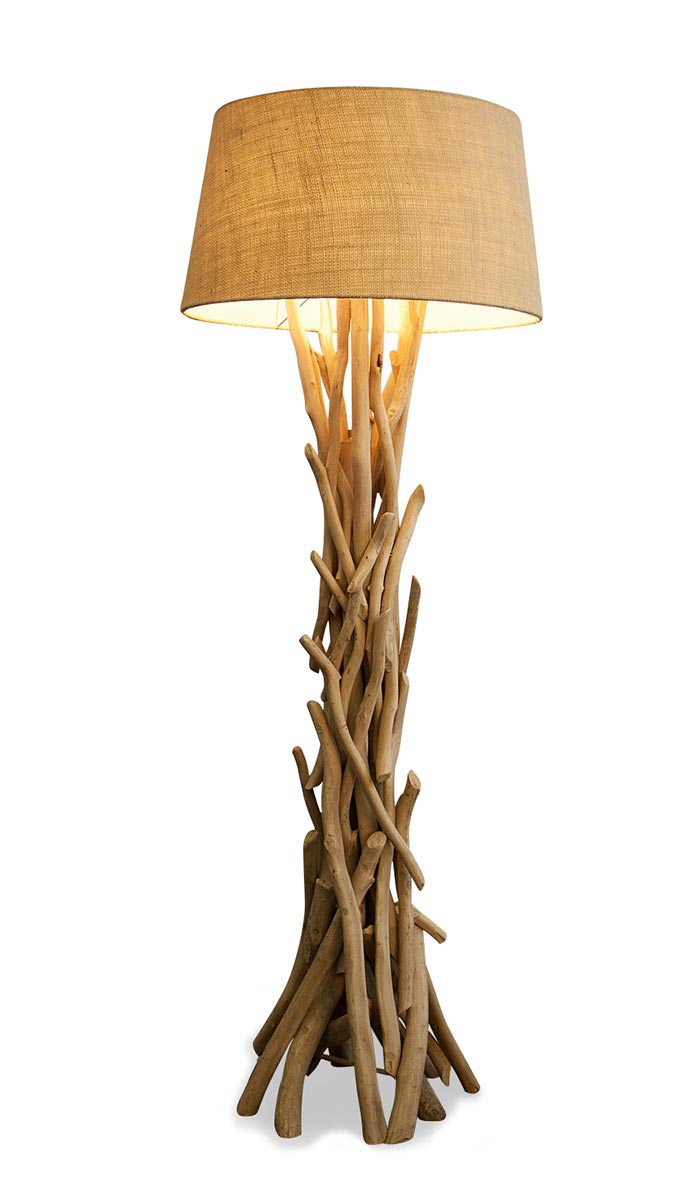 Lampe Stehlampe 155cm Holz Holzlampe Unikat natur Treibholz Leuchte