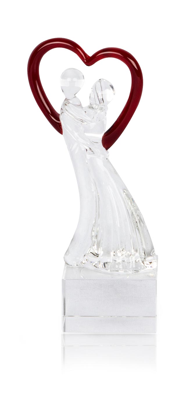 Designer Glas Skulptur 15,5x5cm Hochzeit Liebe Deko Geschenk Unikat