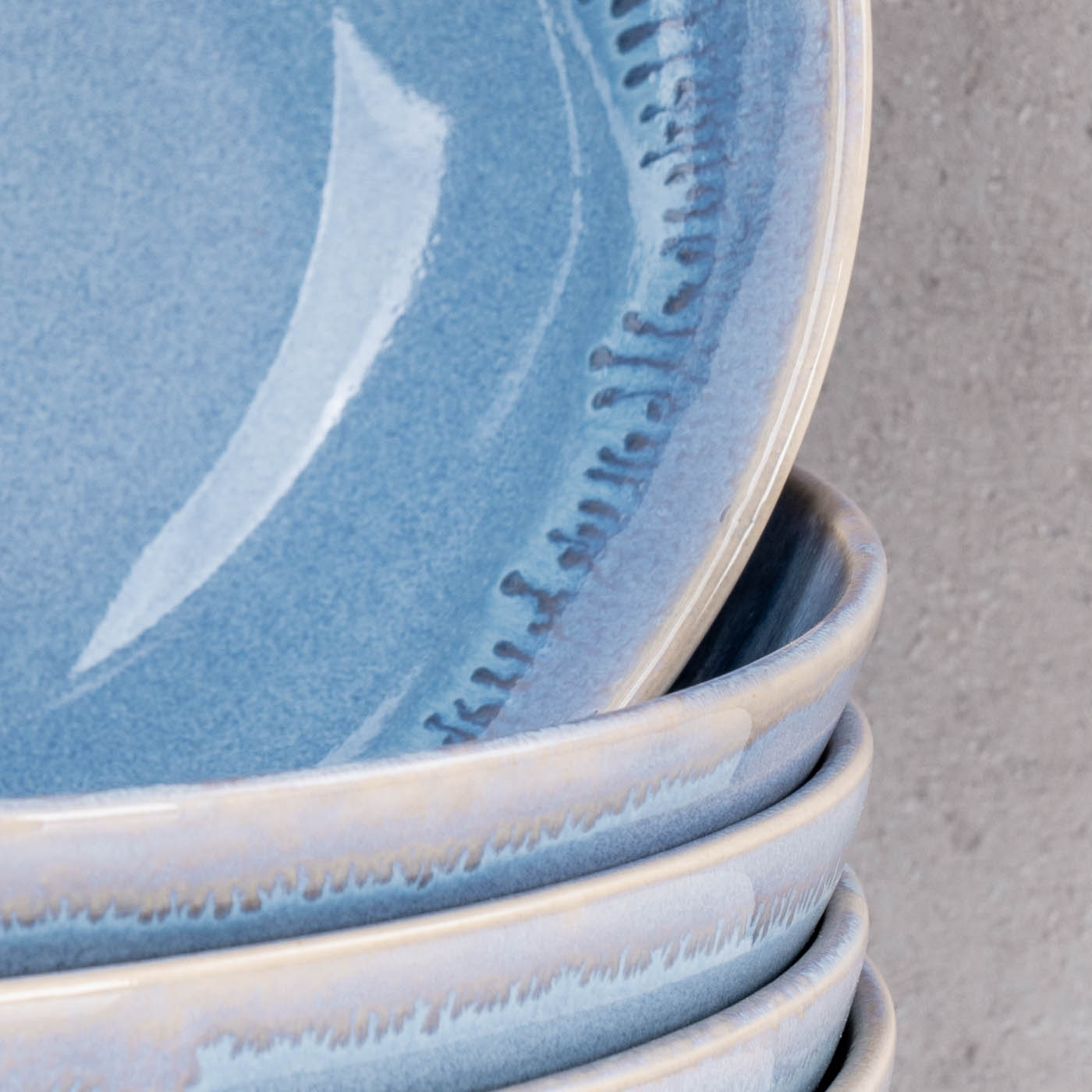 6er Set Steingut Schale Ø18cm Blau Salat Schüssel 6 Personen Suppenteller Bowl