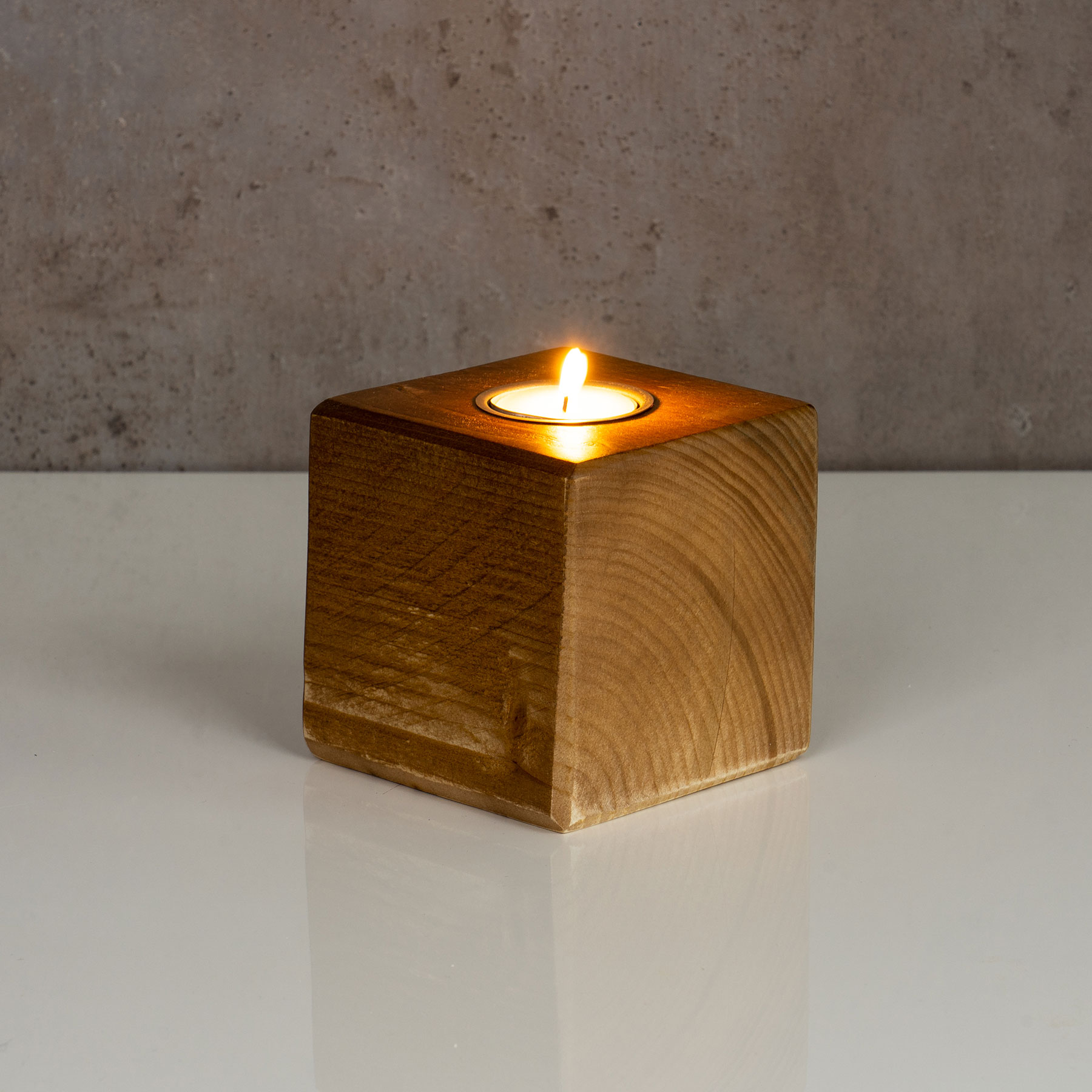 levandeo Teelichthalter Holz Massiv 10x10cm Eiche Farbig Kerzenständer Rustikal