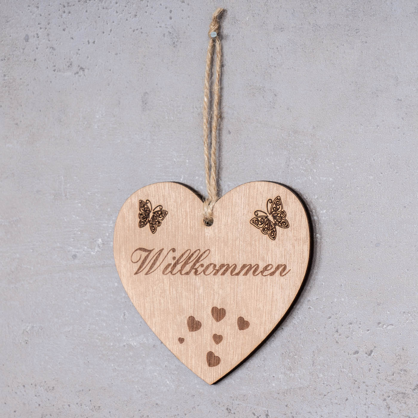 Herz Willkommen 10x9cm Birkenholz Sprüche Welcome Deko Holz Anhänger Geschenk