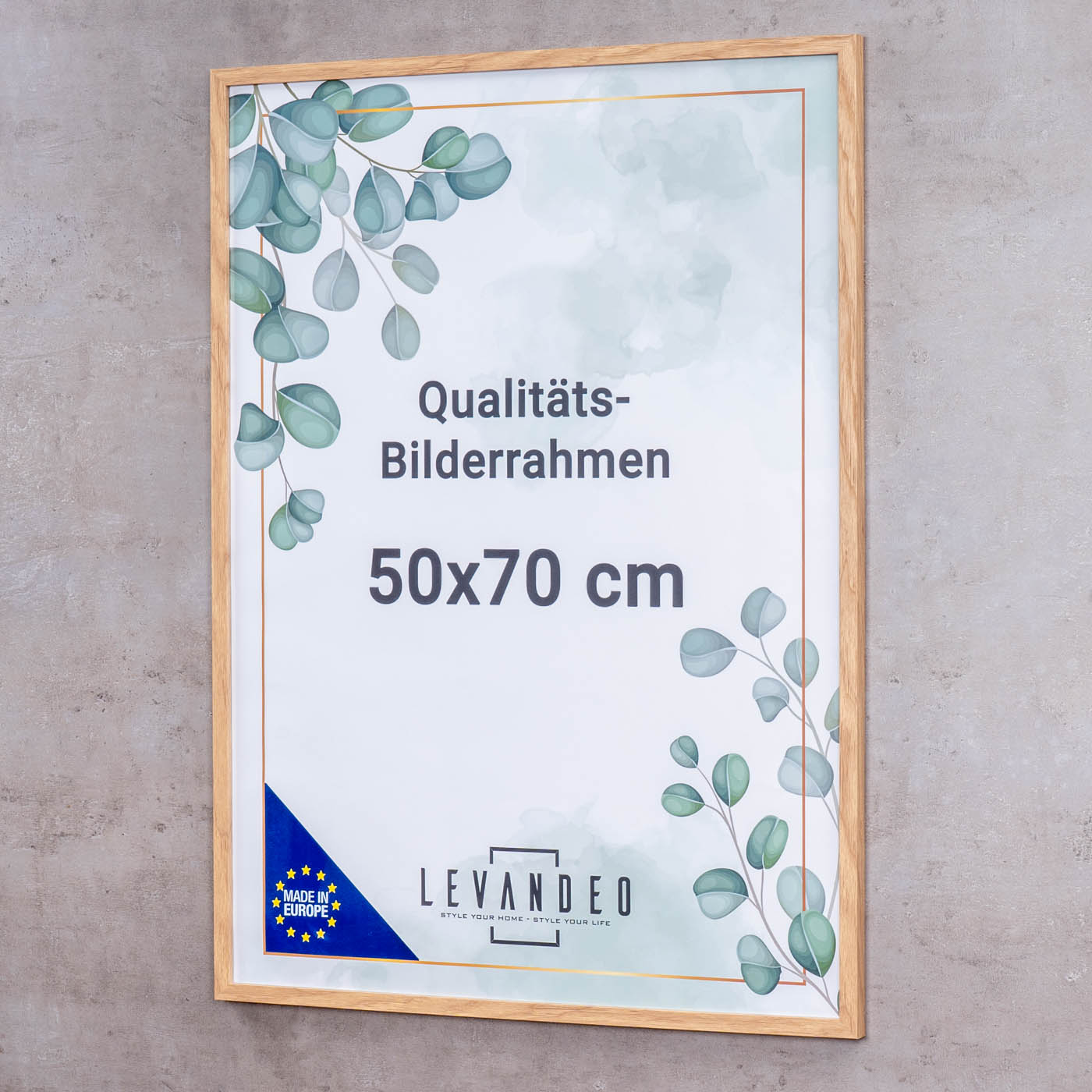 Posterrahmen Natur Eiche Optik 50x70 Made in EU Bilderrahmen Portrait Fotorahmen