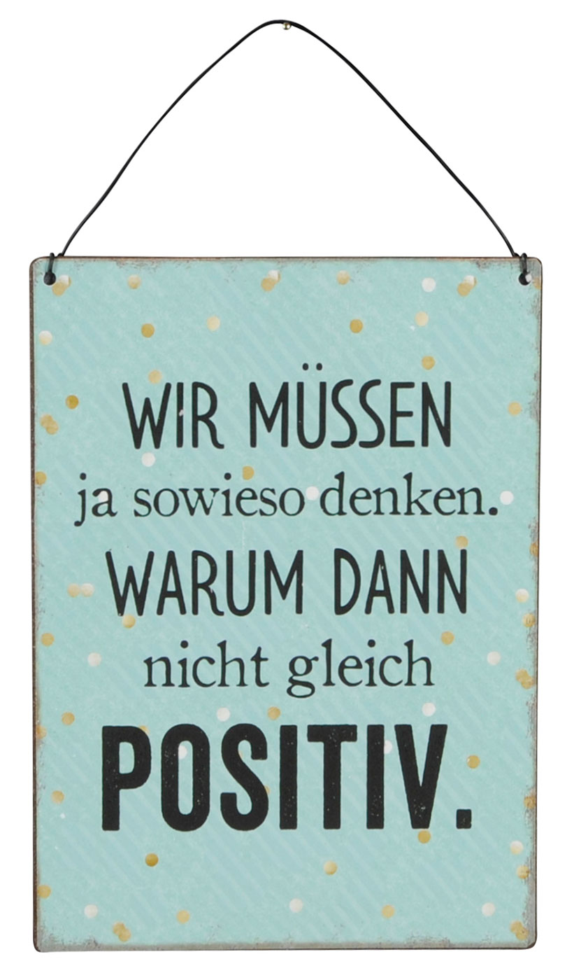 3er Set Blechschilder H20cm Positiv Mutig Sprüche Grün Weiß Wandbild Wanddeko