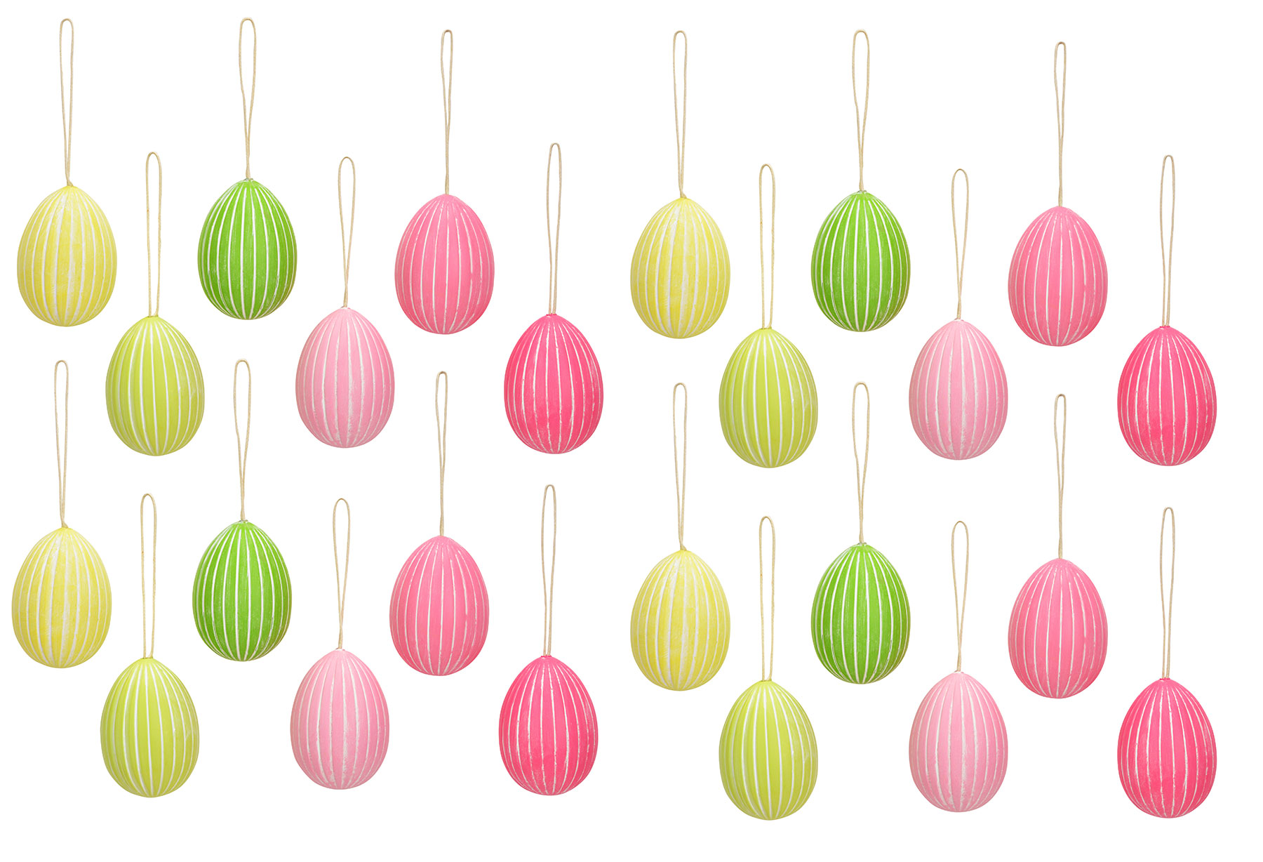 24er Set Deko Eier Hängedeko Ostern Rosa Gelb Grün Pink Ostereier zum Aufhängen