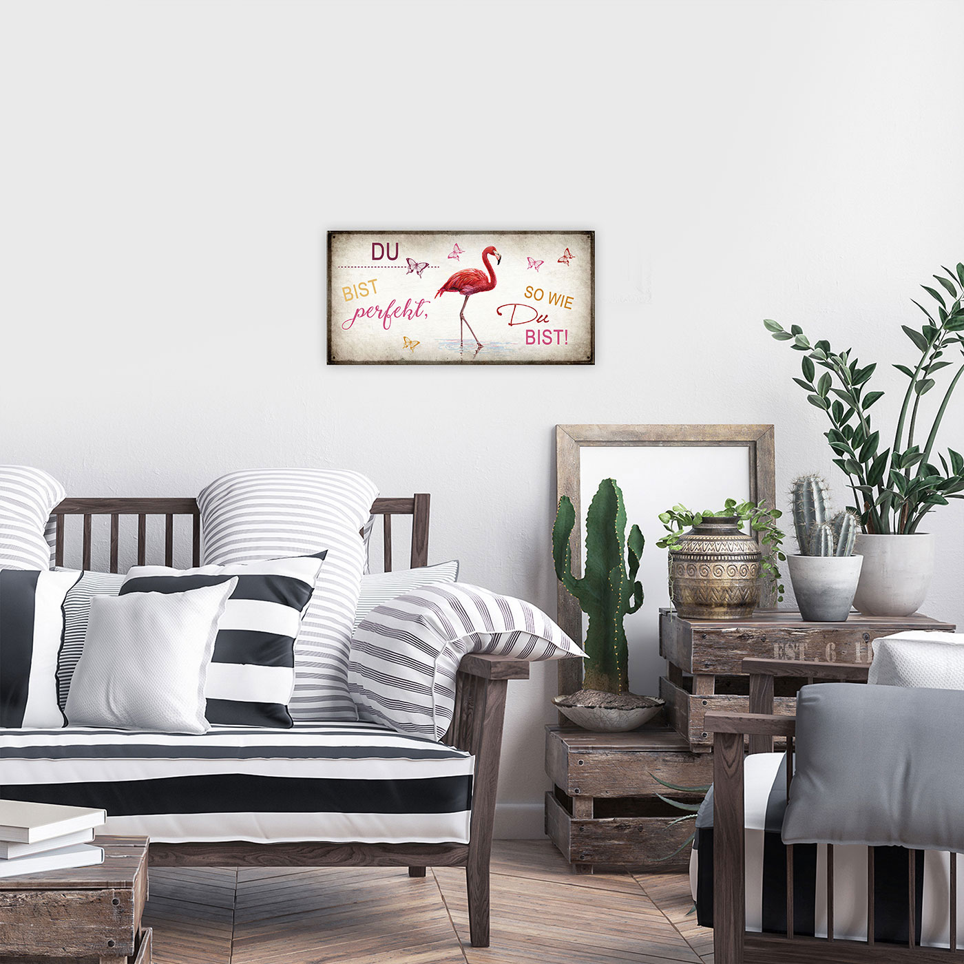 Wandbild 40x20cm Du bist perfekt Spruch Deko Wandschild Freunde Bild Wanddeko