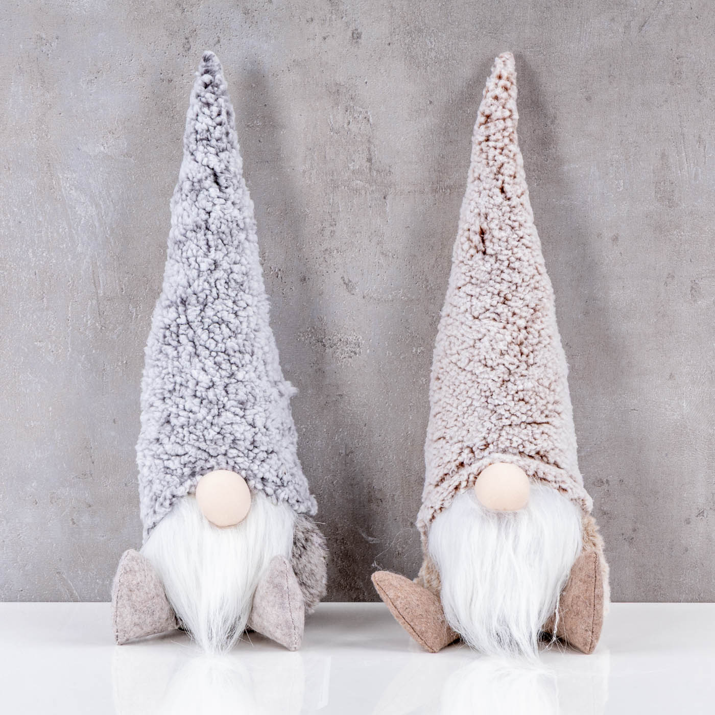 2er Set Wichtel Deko Figuren H40cm Grau Braun Weihnachten Zwerg Weihnachtsdeko