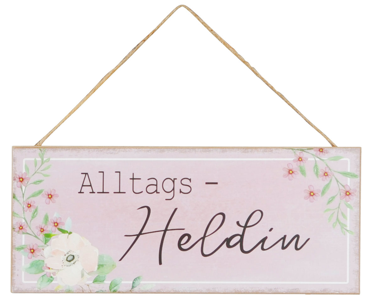 4er Set Schilder 35x15cm Rosa Sprüche Alltagsheldin Holz Wandbild Wanddeko Deko