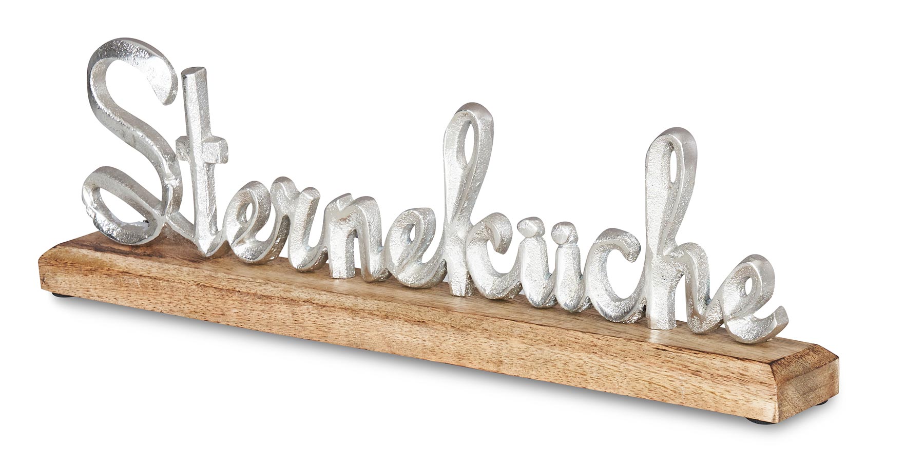 Schriftzug Sterneküche L40cm Metall Silber Mango Holz Tischdeko Deko Aufsteller