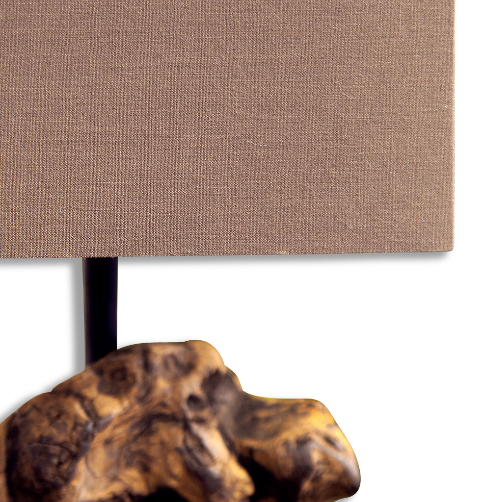 Lampe Tischlampe aus Holz Holzlampe Tischleuchte braun Treibholz 45cm